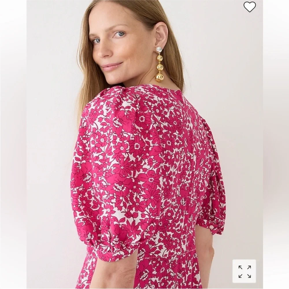 J. Crew Collection Puff Sleeve V Neck Maxi Dress in Drapey Floral